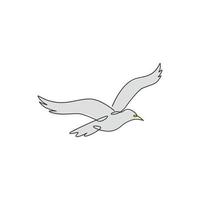 un seul dessin de mouette sauvage pour l'identité du logo de l'entreprise. concept de mascotte d'oiseau mignon pour le symbole du parc national de conservation. vecteur d'illustration graphique de conception de dessin de ligne continue