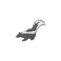 un dessin au trait continu d'une jolie mouffette rayée pour l'identité du logo. concept de mascotte de mammifère d'amérique du nord et du sud mephitidae pour l'icône du zoo national. illustration vectorielle de conception de dessin à une seule ligne moderne vecteur