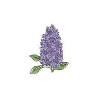 Dessin au trait continu unique beauté fraîche syringa vulgaris pour la décoration murale affiche d'art à la maison. fleur lilas décorative imprimable pour parc verdoyant. Une ligne moderne dessiner illustration vectorielle de conception vecteur