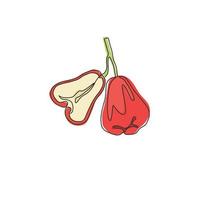 un dessin au trait continu de fruits de cloches biologiques entiers et sains pour l'identité du logo du verger. concept de bellfruit frais pour l'icône de jardin de fruits. Illustration vectorielle graphique de conception de dessin de ligne unique moderne vecteur