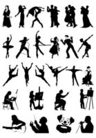 silhouettes de des sportifs de noir couleur. une vecteur illustration