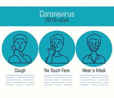 modèle de bannière de recommandations de pandémie de coronavirus vecteur