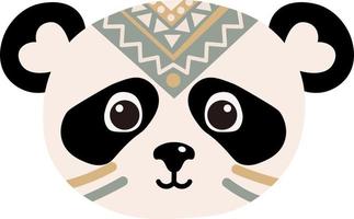 Panda visage avec plume Bandeau, affiche pour des gamins chambre, salutation cartes, des gamins et bébé vêtements. isolé vecteur. vecteur