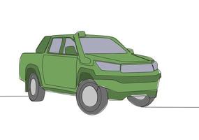 un ligne dessin de 4x4 roue conduire dure ramasser un camion auto. sportif véhicule transport concept. Célibataire continu ligne dessiner conception vecteur