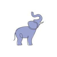 un dessin au trait continu de l'identité du logo de la grande entreprise d'éléphants mignons. concept d'icône animal zoo africain. illustration de conception graphique vectorielle simple ligne moderne vecteur