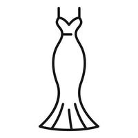 élégant mariage robe icône contour vecteur. blanc voile vecteur