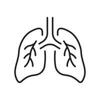 icône de la ligne pulmonaire humaine. pictogramme du système respiratoire des bronches et de la trachée. icône de contour d'organe respiratoire bronchique sain. pneumonie maladie respiratoire. trait modifiable. illustration vectorielle isolée. vecteur