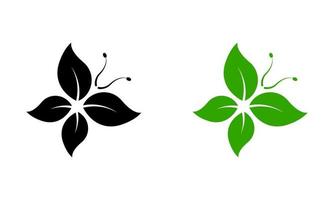 Naturel plante décoration glyphe pictogramme ensemble. biologique éco feuille dans papillon forme silhouette icône. écologie nature, environnement magnifique papillon symbole. isolé vecteur illustration.