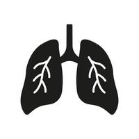 en bonne santé des bronches respiratoire interne organe glyphe icône. Humain poumon silhouette icône. pneumonie respiration maladie. bronches et trachée souffle système pictogramme. isolé vecteur illustration.