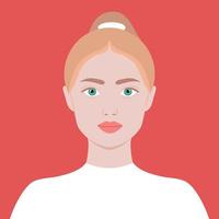 portrait de une Jeune blond femme. plein visage portrait dans plat style. avatar. femme. la diversité vecteur