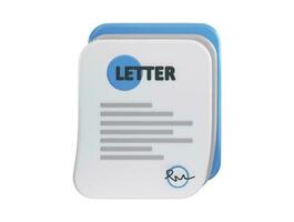lettre avec Signature icône 3d le rendu vecteur illustration