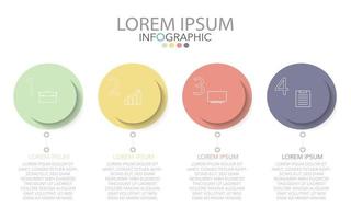 modèle infographique en quatre étapes, modèle de diagramme, graphique, présentation et graphique. vecteur