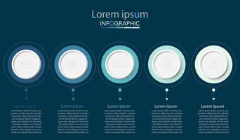 modèle infographique de cercle de chronologie minimale cinq options ou étapes. vecteur