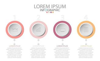 modèle infographique en quatre étapes, modèle de diagramme, graphique, présentation et graphique. vecteur