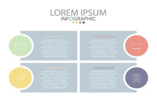 modèle infographique en quatre étapes, modèle de diagramme, graphique, présentation et graphique. vecteur