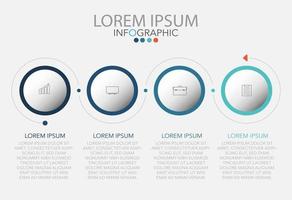 modèle infographique en quatre étapes, modèle de diagramme, graphique, présentation et graphique. vecteur