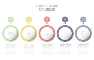 modèle infographique de cercle de chronologie minimale cinq options ou étapes. vecteur