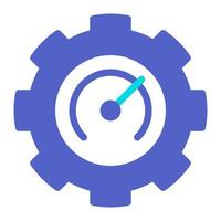 isolé performance dans plat icône sur blanc Contexte. productivité, temps, efficacité, paramètres, compteur de vitesse, affaires vecteur