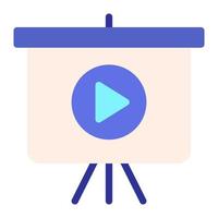 isolé vidéo présentation dans plat icône sur blanc Contexte. commercialisation présentation, affaires vecteur