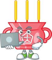 chinois rouge encens dessin animé personnage style vecteur