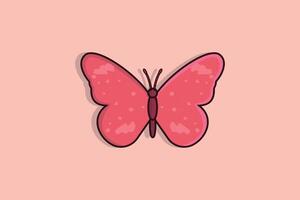 magnifique rose papillon vecteur illustration. animal la nature icône concept. Facile moderne papillon logo conception avec ombre isolé sur rose Contexte.