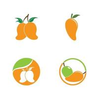 logo de mangue et modèle de vecteur de fruits icône