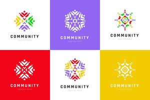 Créatif coloré de gens et communauté logo conception pour équipes ou groupes collection vecteur