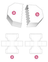 boîte hexagonale et couvercle avec gabarit de découpe à bord incurvé vecteur