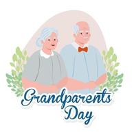 bannière de célébration de la journée des grands-parents heureux avec un joli couple de personnes âgées vecteur