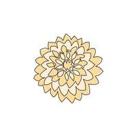 dessin au trait continu unique de dahlia frais de beauté pour le logo de jardin. concept de fleur nationale mexicaine décorative imprimable pour affiche murale de décoration intérieure. Une ligne moderne dessiner illustration vectorielle de conception vecteur