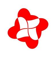 4 rouge cœurs engagé avec ensemble icône sur blanc Contexte. vecteur