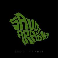 saoudien Saoudite carte dans caractères dans vert. saoudien Saoudite lettrage. vecteur