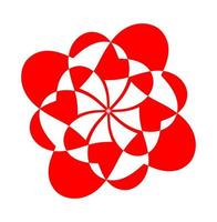 8 rouge cœurs chevauché avec ensemble icône sur blanc Contexte. vecteur