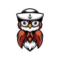 hibou marin mascotte conception vecteur