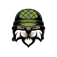 chat soldat mascotte logo conception vecteur