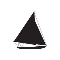 pêche bateau noir silhouette. petit navires dans plat conception. enfant jouet style. vecteur illustration sur blanc Contexte