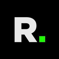 r monogramme initiale des lettres de entreprise. r avec vert pixels. vecteur
