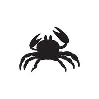 noir silhouette Crabe sur une blanc Contexte. vecteur main tiré des gamins illustration. mer océan. sous-marin monde