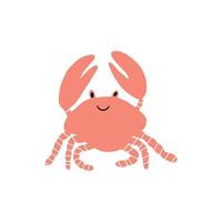 mignonne Crabe dans scandinave style sur une blanc Contexte. vecteur main tiré des gamins illustration. mer océan. sous-marin monde