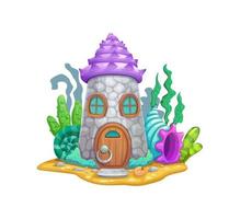 dessin animé sous-marin pierre la tour Fée maison dans mer vecteur