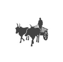 taureau Chariot avec permanent agriculteur vecteur. kharata vecteur. bailgadis. vecteur