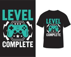 niveau Achevée jeu T-shirt conception pro Télécharger vecteur