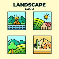 cool paysage logo. c'est parfait pour logos de aventure, plantation, agriculture, et tout cette a à faire avec la nature. vecteur