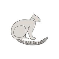 dessin au trait continu unique d'un adorable lémurien pour l'identité du logo. concept de mascotte animal mammifère mignon pour l'icône du club des amoureux des animaux. Une ligne moderne dessiner illustration vectorielle de conception graphique vecteur