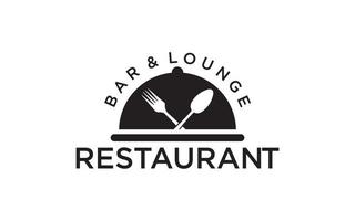 insigne de restaurant, affiche avec modèle de logo fourchette et couteau vecteur