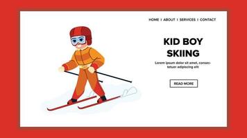 enfant garçon ski vecteur