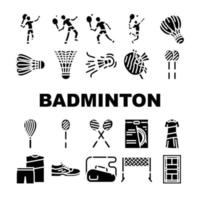 badminton volant compétition Icônes ensemble vecteur