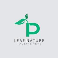 feuille logo conception Icônes avec initiale p modèles pour Naturel des produits ou entreprises vecteur