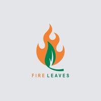 flamme et feuille combinaison abstrait forme logo concept vecteur