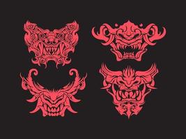 Japonais ronin oni masque, diable, démon méca, barong illustration vecteur clipart, tatouage guerrier, t chemise conception imprimable